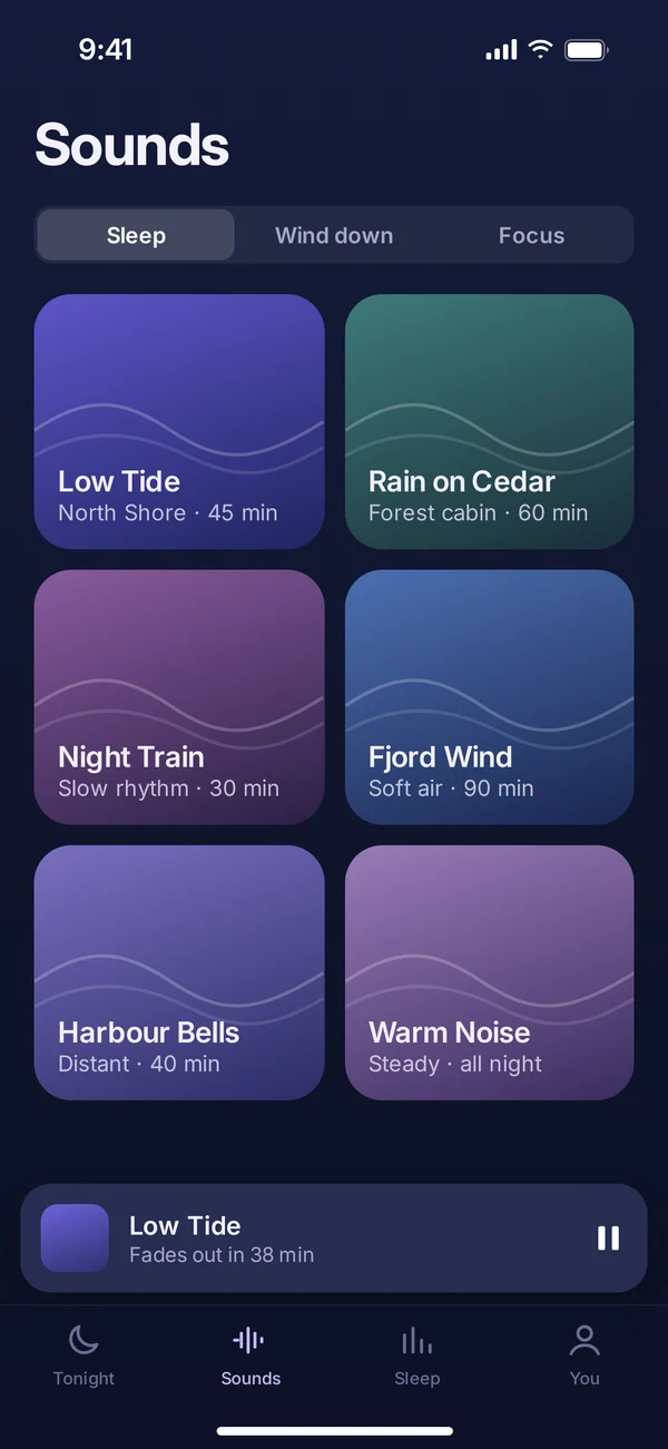 Tidewell concept screen: sounds